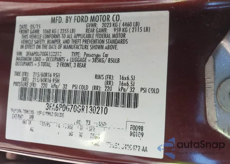 2016 Ford Fusion S из США, поврежденный, VIN 3FA6P0G70GR130210